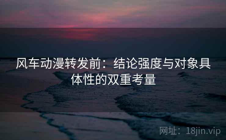 风车动漫转发前:结论强度与对象具体性的双重考量 风车动漫转发前:结论强度与对象具体性的双重考量